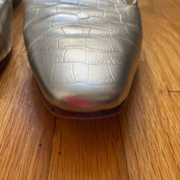 Via Spiga Women’s Allese Alligator Embossed d’Orsay Loafer Flats Silver Size 8 - Picture 7 of 16